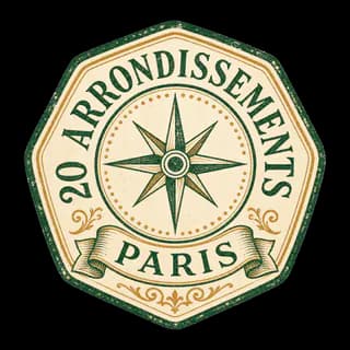 Tampon « 20 arrondissements · Paris » orné d’une rose des vents