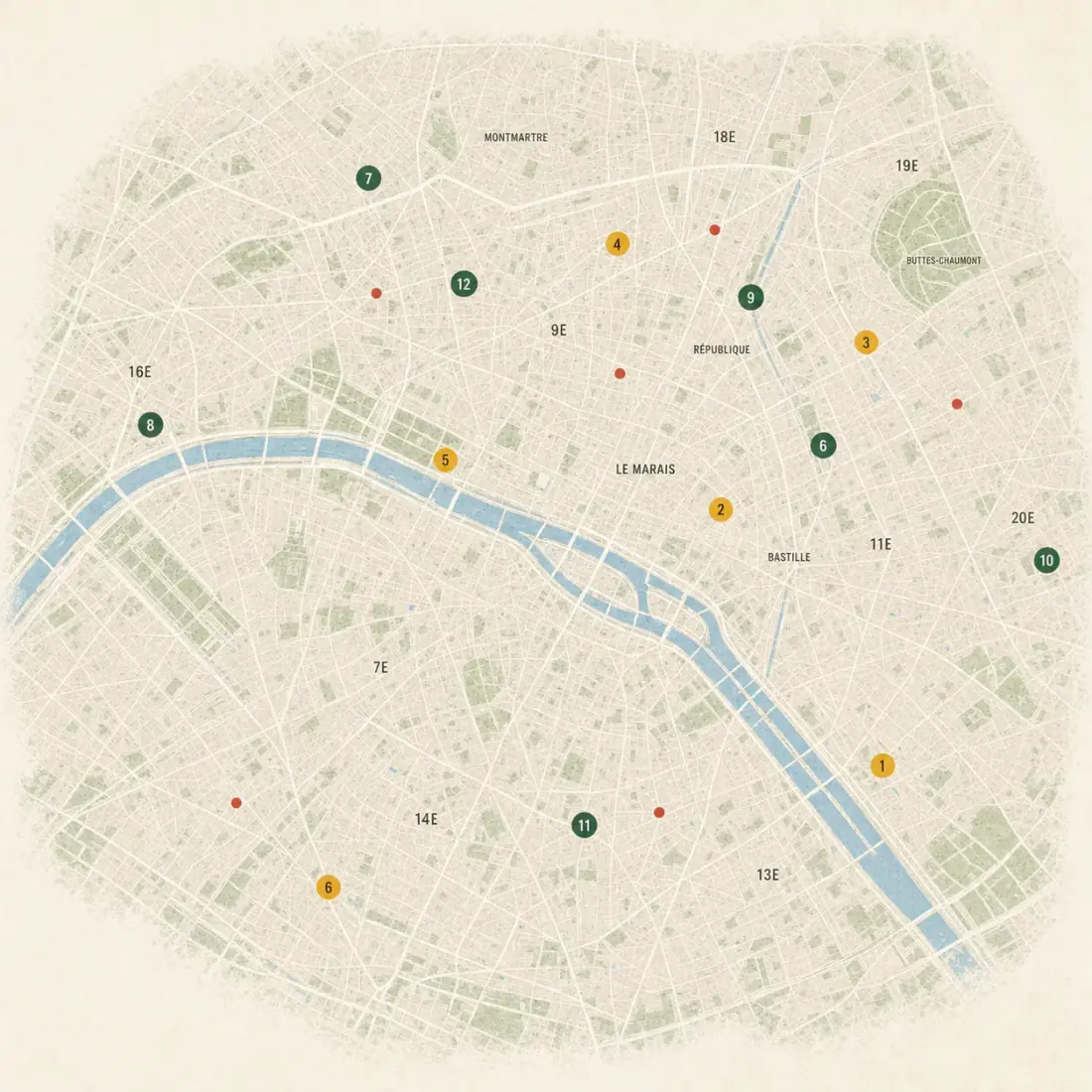 Carte illustrée de Paris avec des signalements d’objets abandonnés